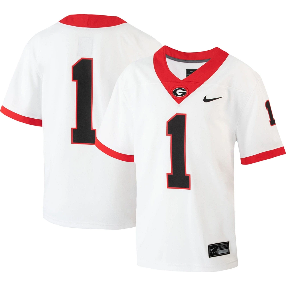 Youth Nike #1 White Georgia Bulldogs 1st Armored Division Old Ironsides Untouchable Football Jersey