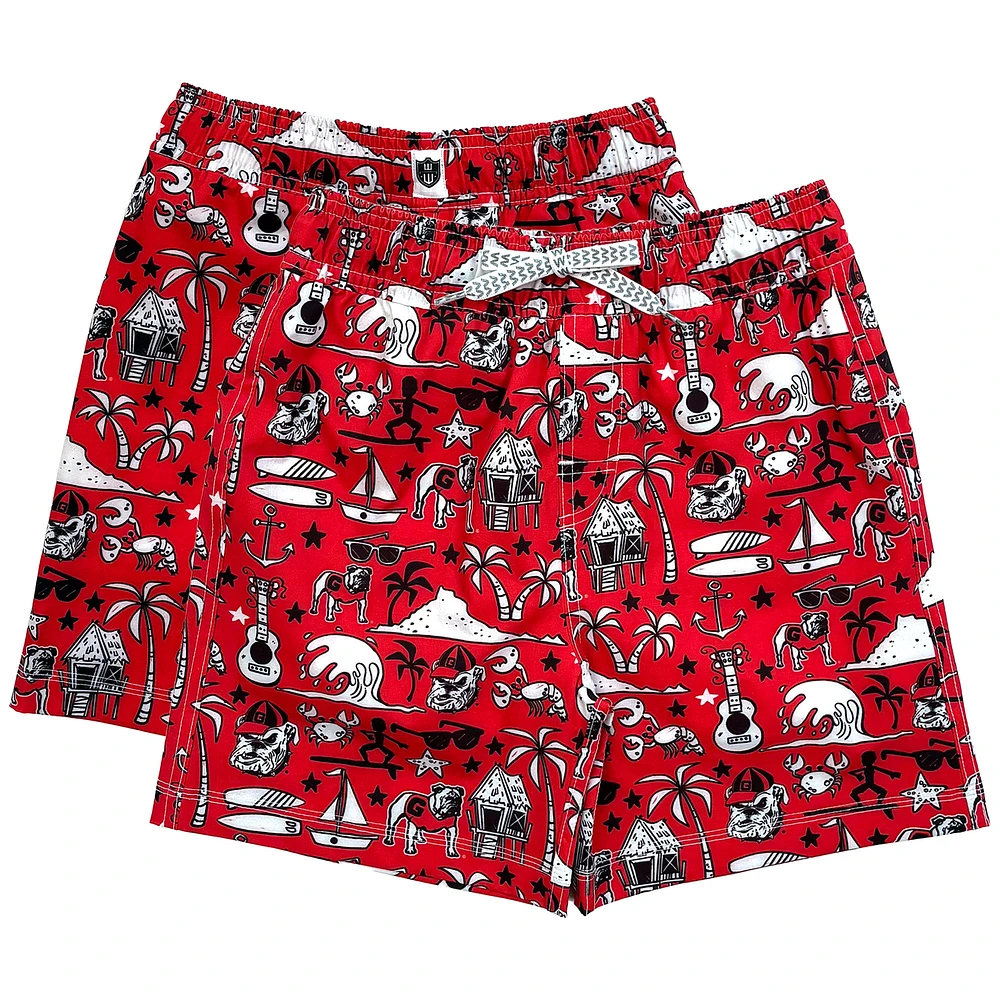 Youth Wes & Willy Red Georgia Bulldogs Luau Swim Trunks