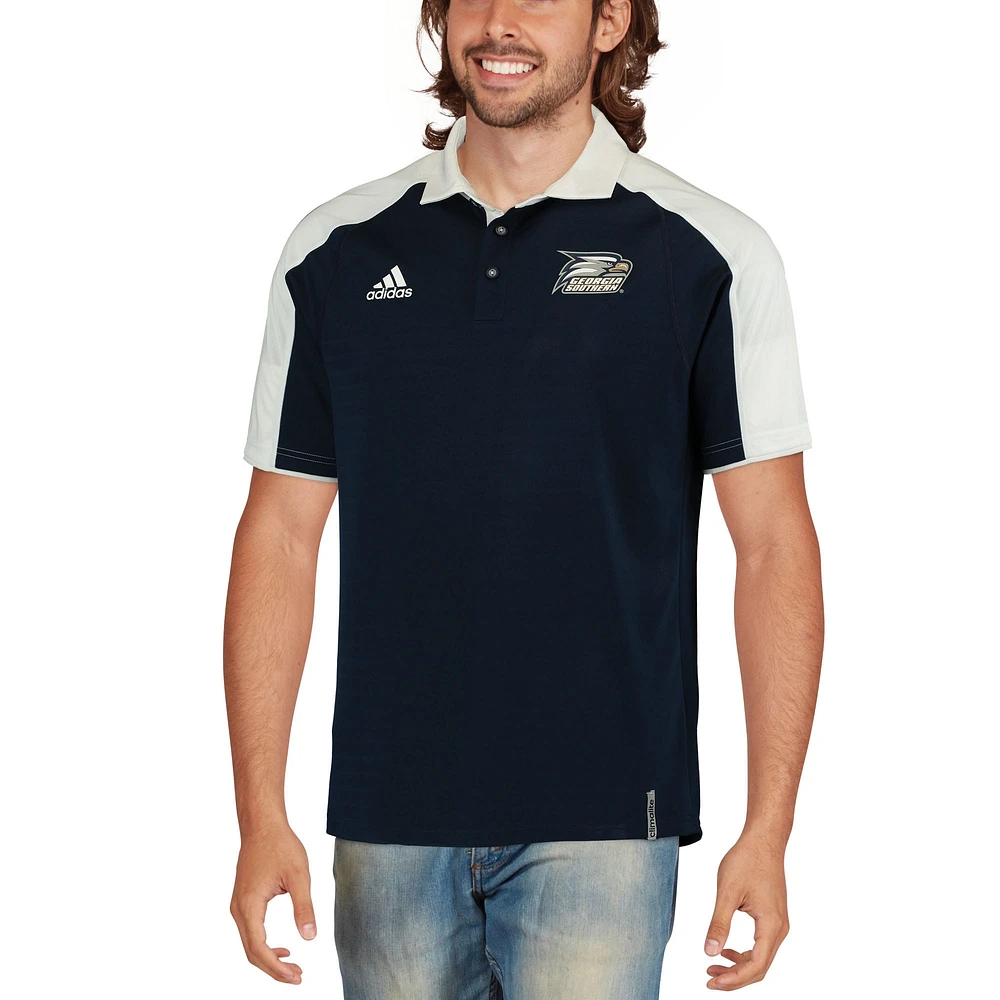 Polo adidas bleu marine/blanc Georgia Southern Eagles 2016 Football Coaches Sideline Climalite pour homme