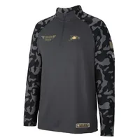 Men's Colosseum Charcoal Georgia Southern Eagles OHT Military Appreciation Long Range Raglan Quarter-Zip Jacket