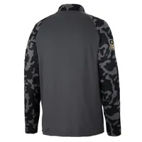 Men's Colosseum Charcoal Georgia Southern Eagles OHT Military Appreciation Long Range Raglan Quarter-Zip Jacket