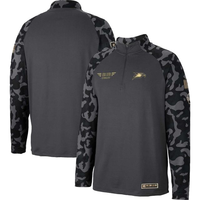 Colosseum Charcoal Georgia Southern Eagles OHT Military Appreciation Long Range Raglan Quarter-Zip Jacket