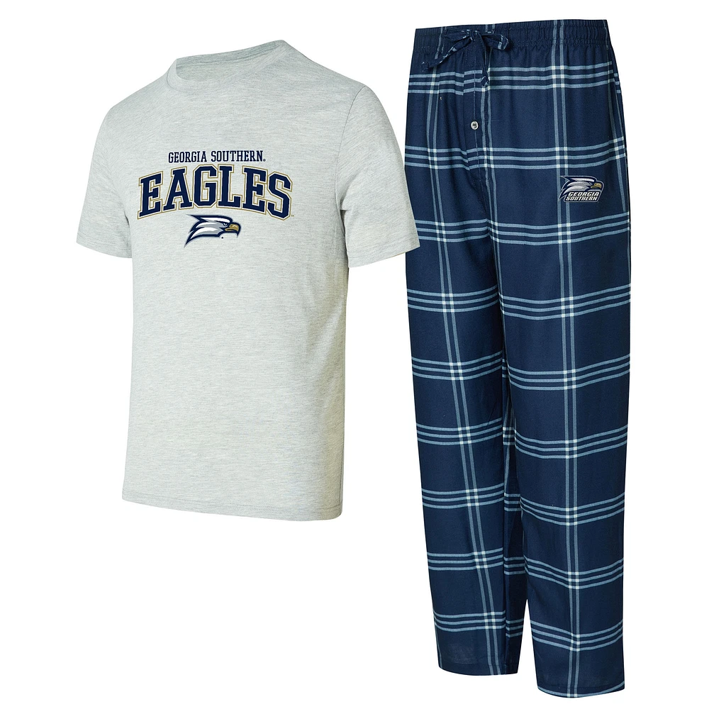 Ensemble de nuit pour homme Concepts Sport bleu/gris Georgia Southern Eagles avec t-shirt et pantalon