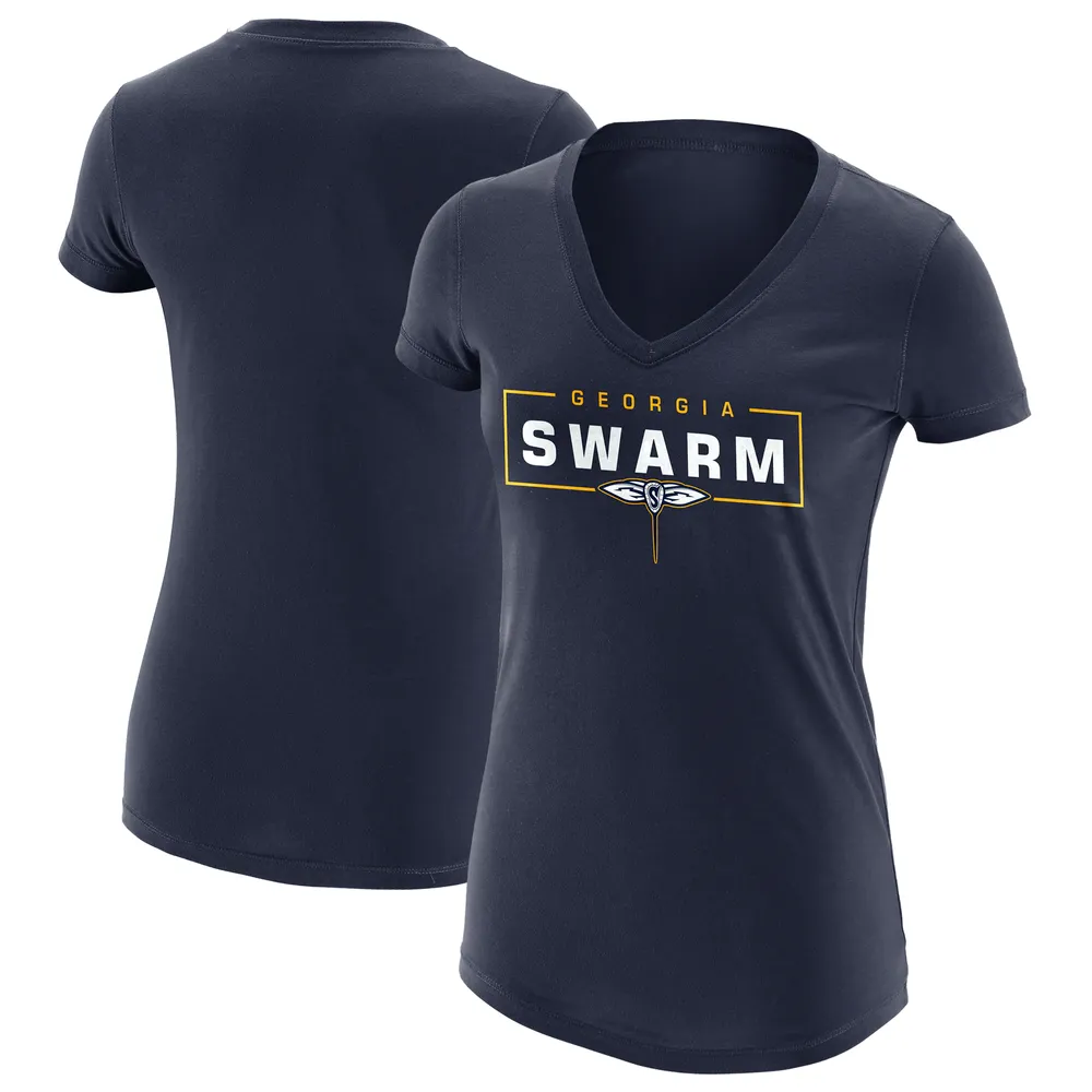 T-shirt Femme Georgia Swarm Bleu Marine À Logo Primaire Col V