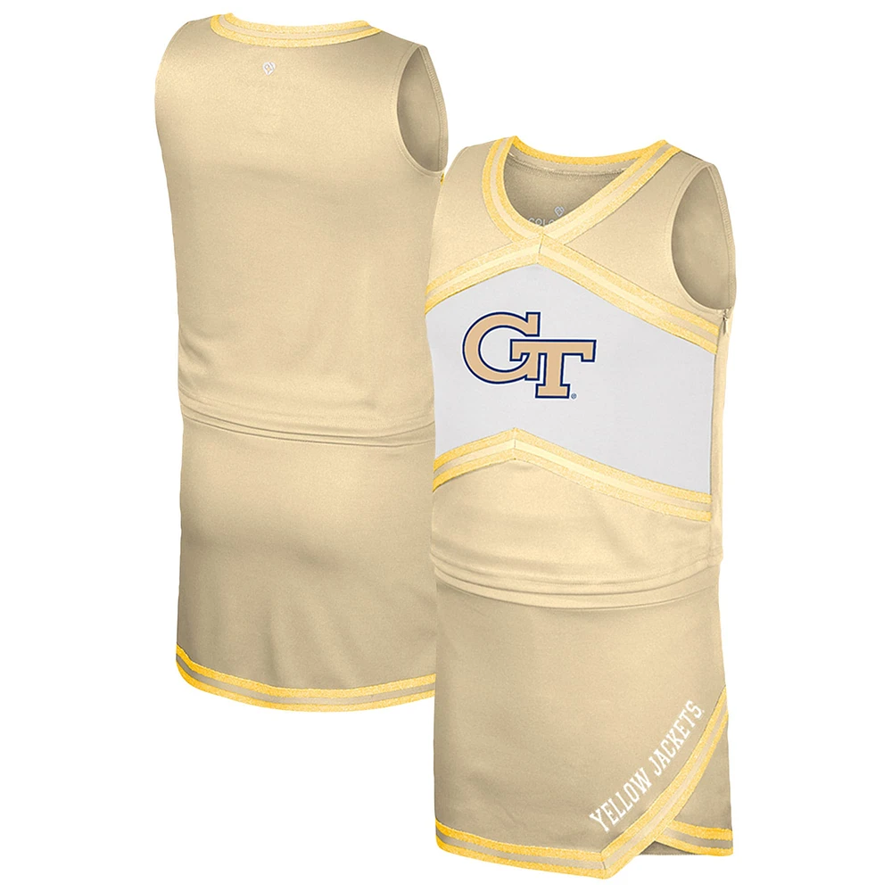 Ensemble haut et jupe de pom-pom girl pour filles Youth Colosseum Gold Georgia Tech Yellow Jackets