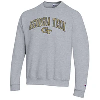 Men's Champion  Heather Gray Georgia Tech Yellow Jackets Arch Over Logo Pullover Sweatshirt