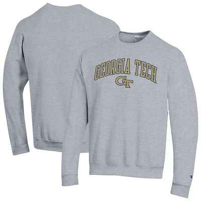 Men's Champion  Heather Gray Georgia Tech Yellow Jackets Arch Over Logo Pullover Sweatshirt