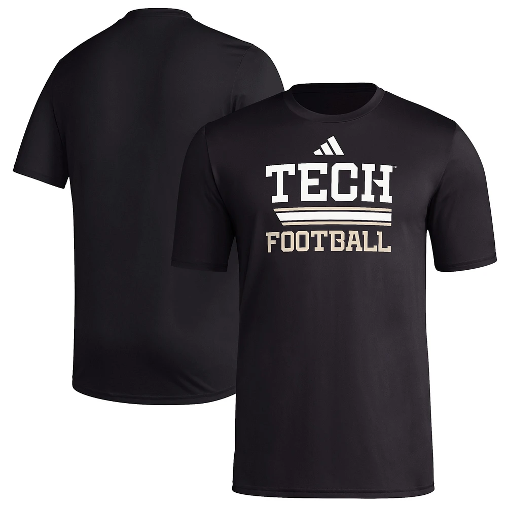 Men's adidas  Black Georgia Tech Yellow Jackets Sideline Strategy Glow Pregame T-Shirt