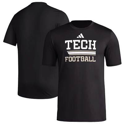 T-shirt d'avant-match adidas noir Georgia Tech Yellow Jackets Sideline Strategy Glow pour hommes