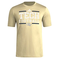 Men's adidas Gold Georgia Tech Yellow Jackets Locker Football Pre-Game AEROREADY T-Shirt