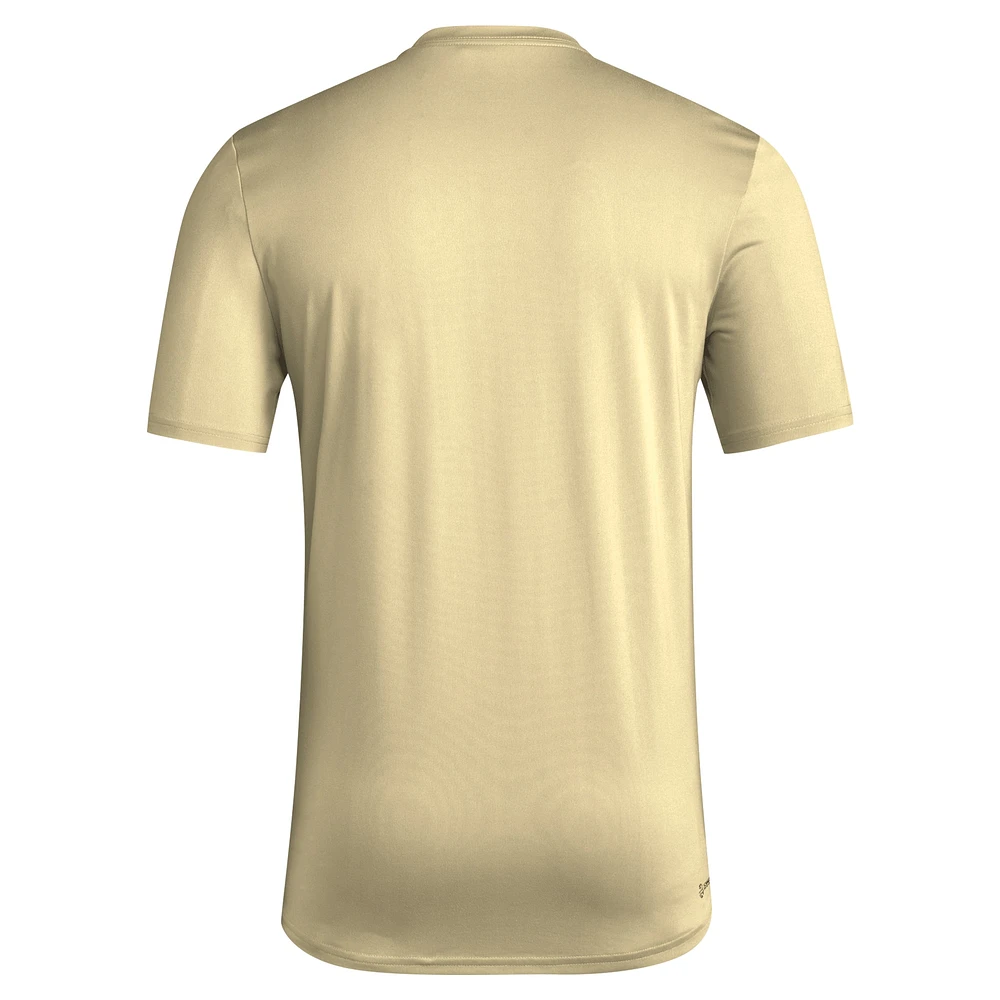 T-shirt d'avant-match de Football adidas Gold Georgia Tech Yellow Jackets Locker AEROREADY