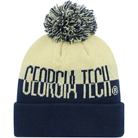 Bonnet en tricot à revers avec pompons pour homme adidas Navy/Gold Georgia Tech Yellow Jackets