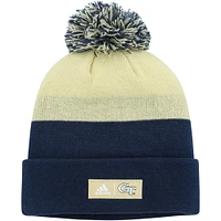 Bonnet en tricot à revers avec pompons pour homme adidas Navy/Gold Georgia Tech Yellow Jackets