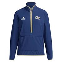 Men's adidas Navy Georgia Tech Yellow Jackets 2024 Coaches Sideline Half-Zip Jacket