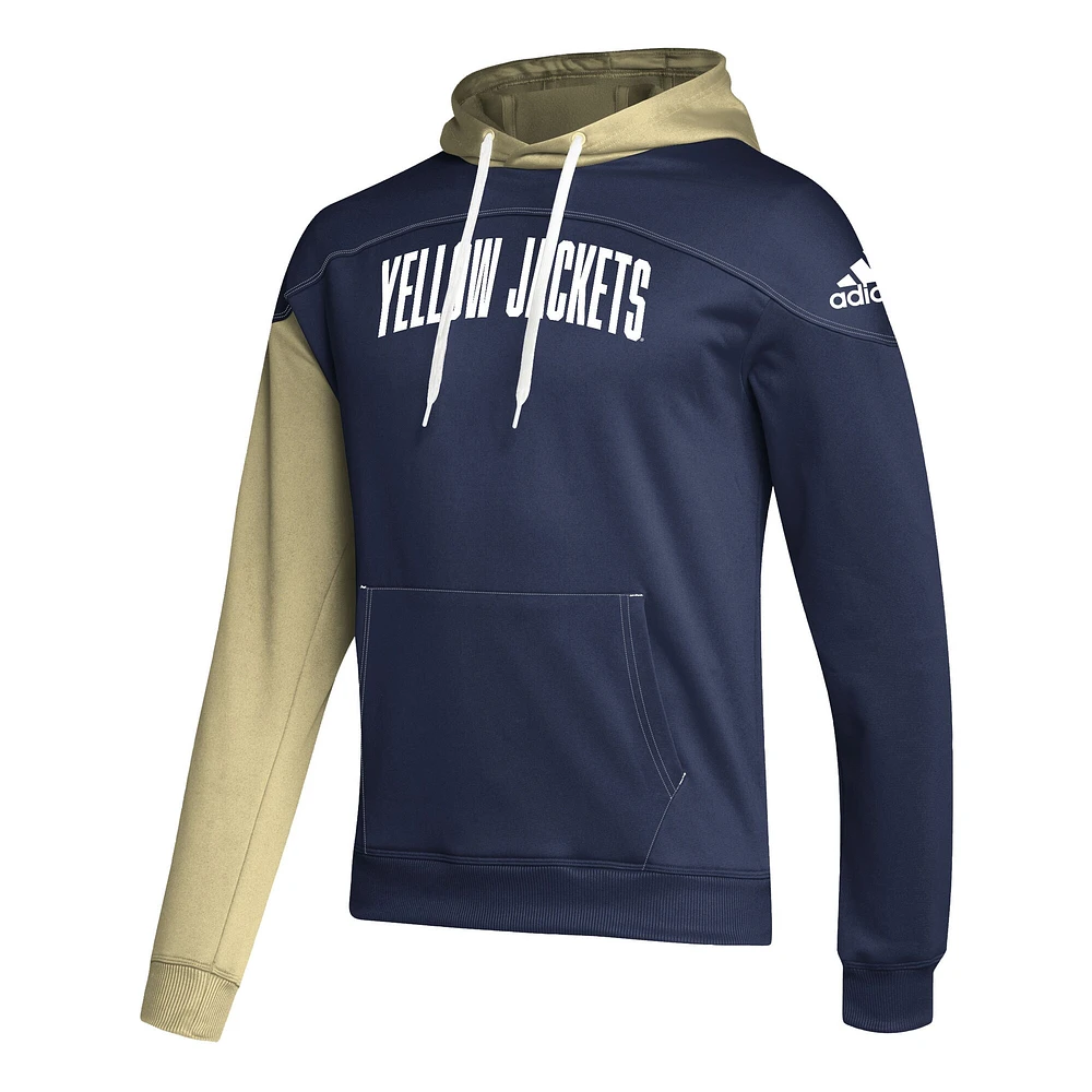 Sweat à capuche pour homme adidas Georgia Tech Yellow Jackets Block Stadium bleu marine