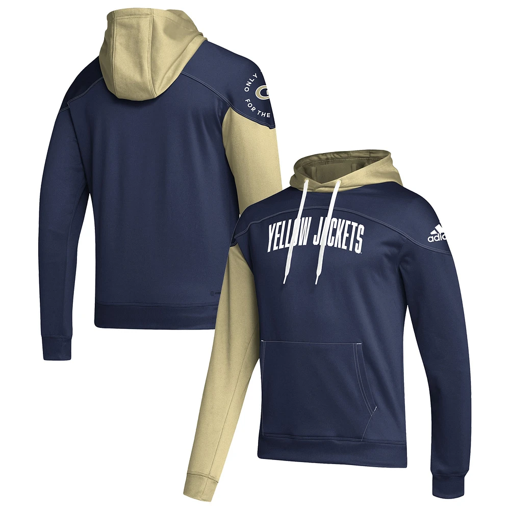 Sweat à capuche pour homme adidas Georgia Tech Yellow Jackets Block Stadium bleu marine