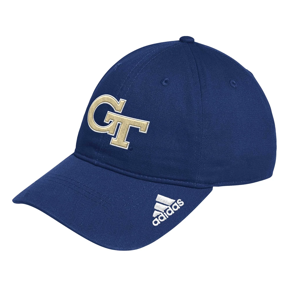 Casquette ajustable souple avec logo vestiaire adidas bleu marine Georgia Tech Yellow Jackets pour homme