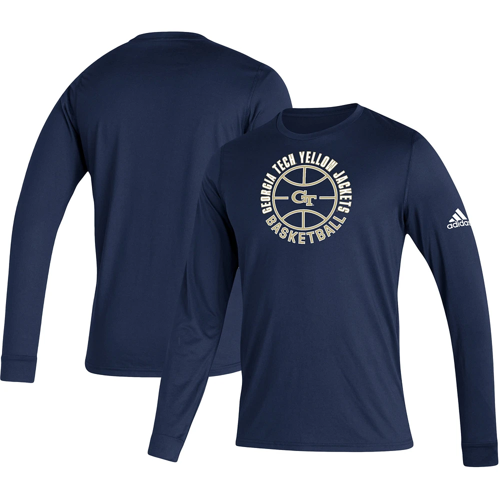 Men's adidas Navy Georgia Tech Yellow Jackets Locker Room On Point Creator Long Sleeve T-Shirt