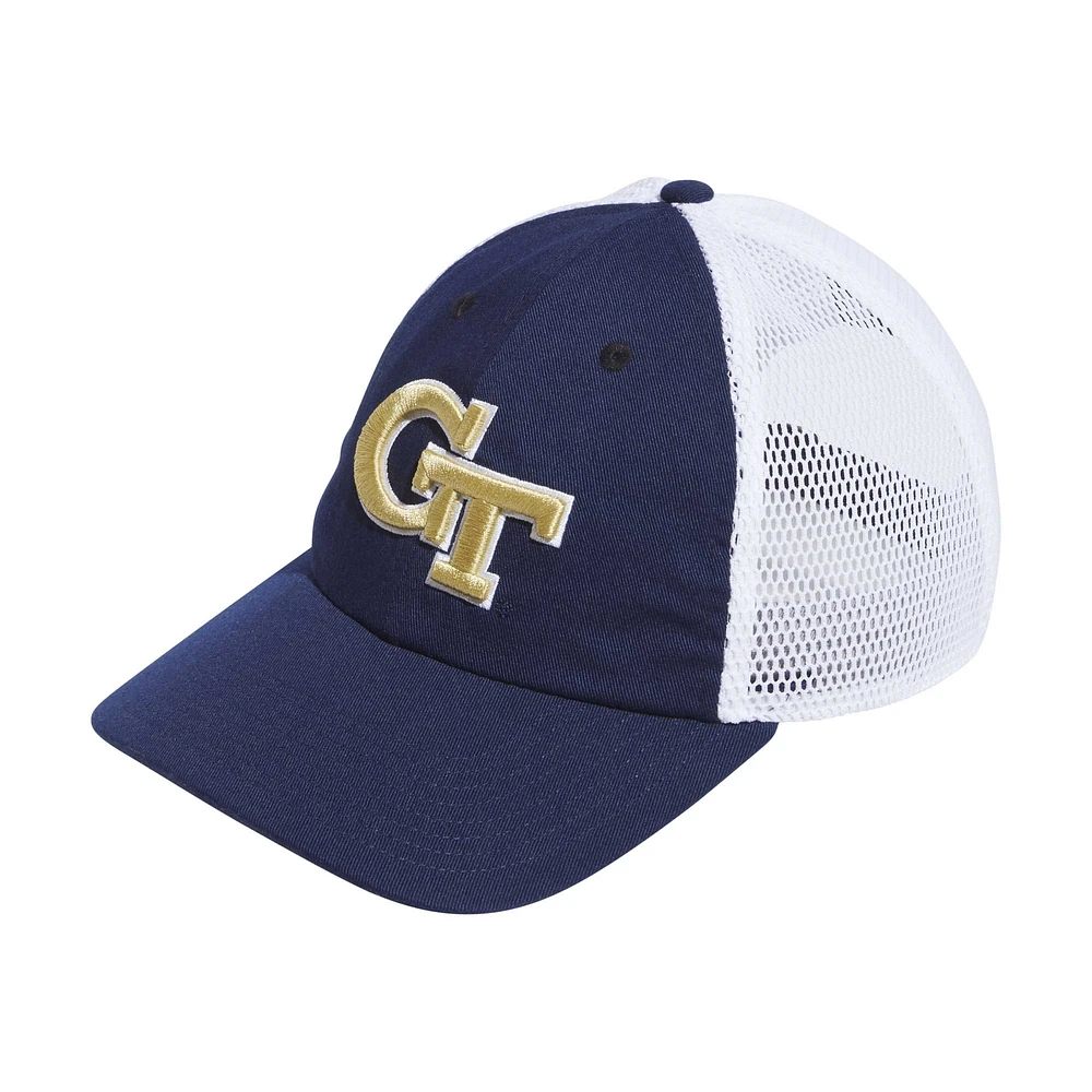 Casquette ajustable de camionneur souple pour hommes, vestes Georgia Tech jaunes adidas bleu marine