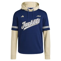 Men's adidas  Navy Georgia Tech Yellow Jackets Pullover Baseball Jersey Hoodie