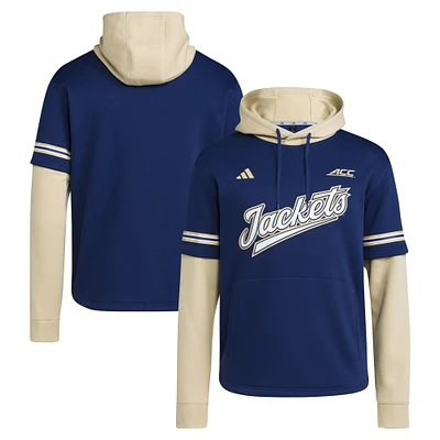 Sweat à capuche en jersey de baseball adidas Georgia Tech Yellow Jackets pour hommes, bleu marine