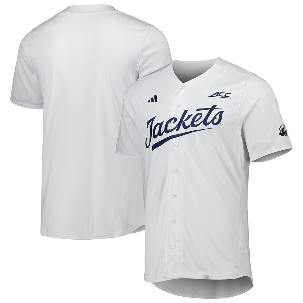 Men's adidas White GA Tech Yellow Jackets Team Baseball Jersey