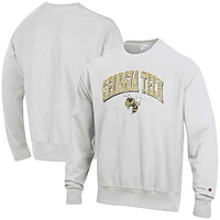 Men's Champion Gray Georgia Tech Yellow Jackets Arch Over Logo Reverse Weave Pullover Sweatshirt