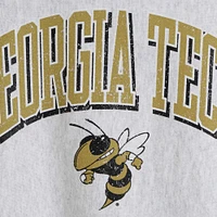 Men's Champion Gray Georgia Tech Yellow Jackets Arch Over Logo Reverse Weave Pullover Sweatshirt