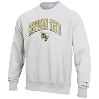 Men's Champion Gray Georgia Tech Yellow Jackets Arch Over Logo Reverse Weave Pullover Sweatshirt