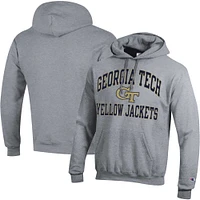 Men's Champion Heather Gray Georgia Tech Yellow Jackets High Motor Pullover Hoodie