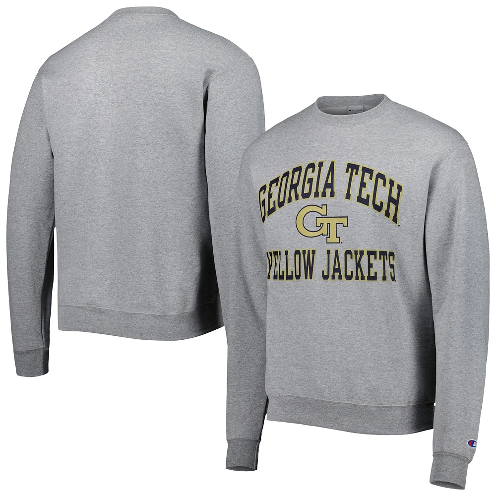 Men's Champion Heather Gray Georgia Tech Yellow Jackets High Motor Pullover Sweatshirt