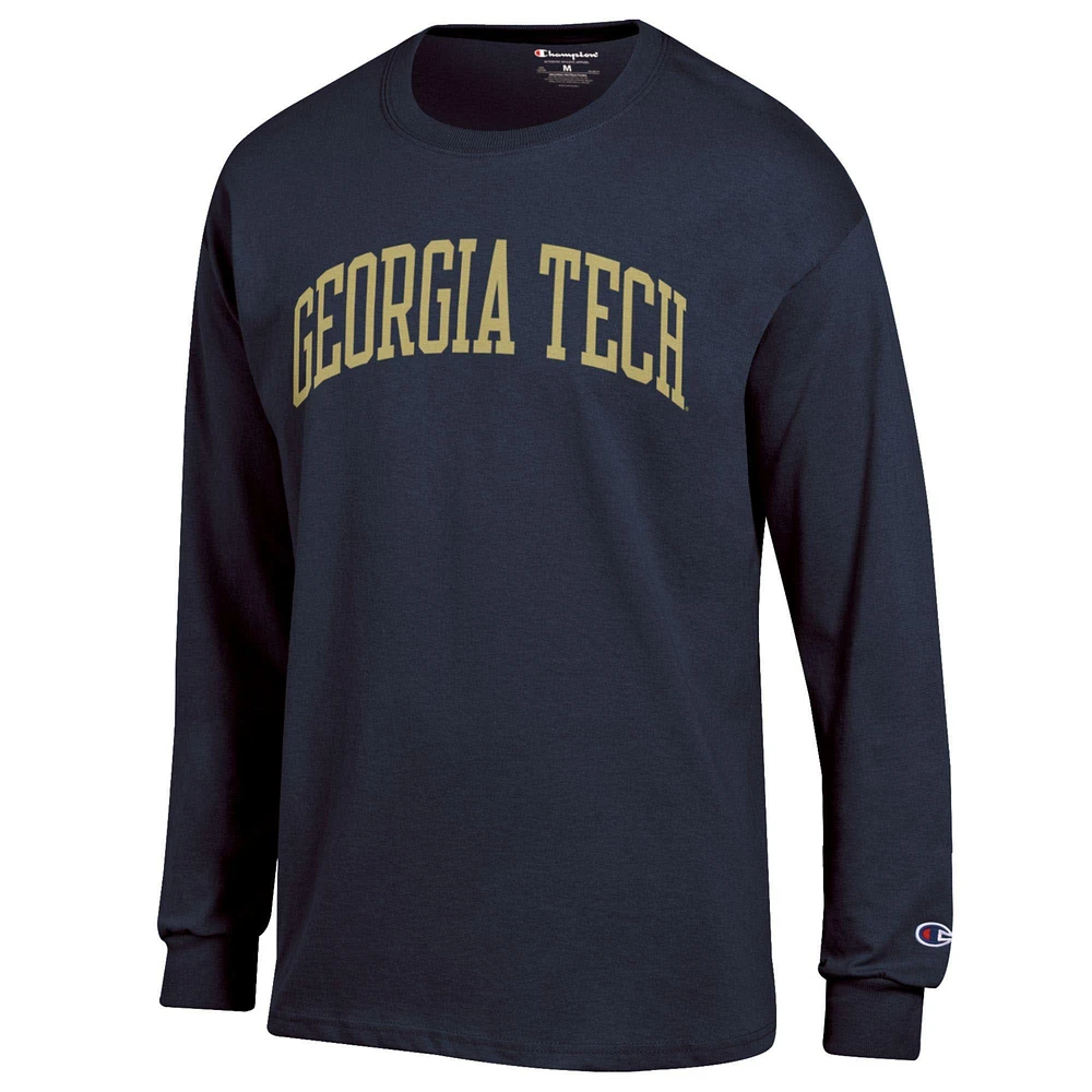 Men's Champion  Navy Georgia Tech Yellow Jackets Basic Arch Long Sleeve T-Shirt