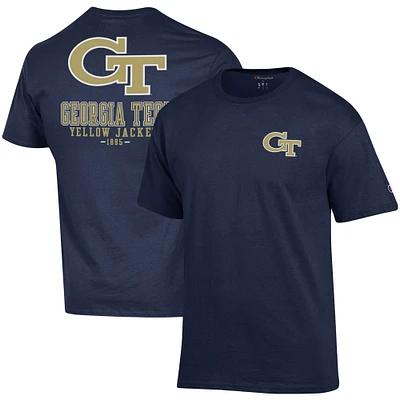 T-shirt Champion Navy Georgia Tech Yellow Jackets Stack 2-Hit pour homme