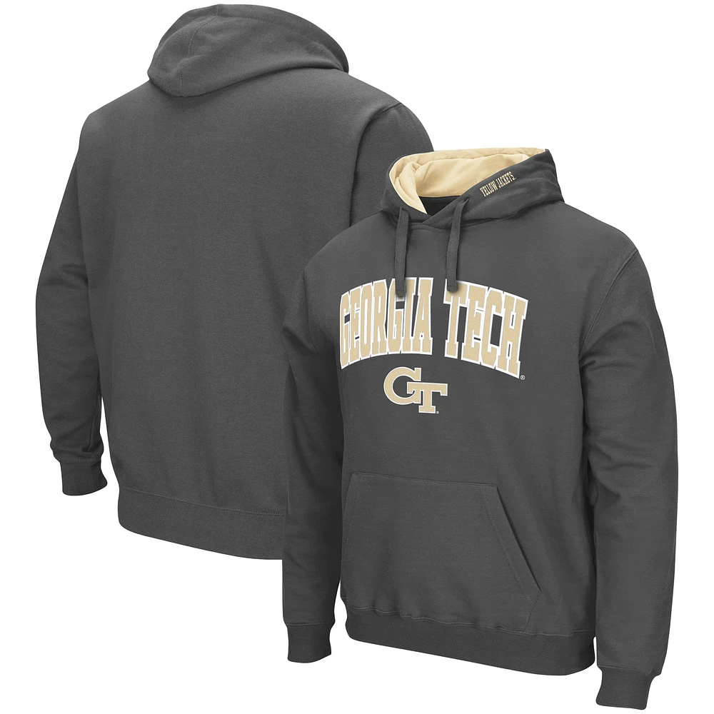 Men's Colosseum Charcoal Georgia Tech Yellow Jackets Arch and Logo Pullover Hoodie