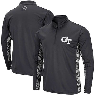Colosseum Charcoal Georgia Tech Yellow Vestes pour hommes OHT Military Appreciation Digital Camo Lightweight Quarter-Zip Pullover