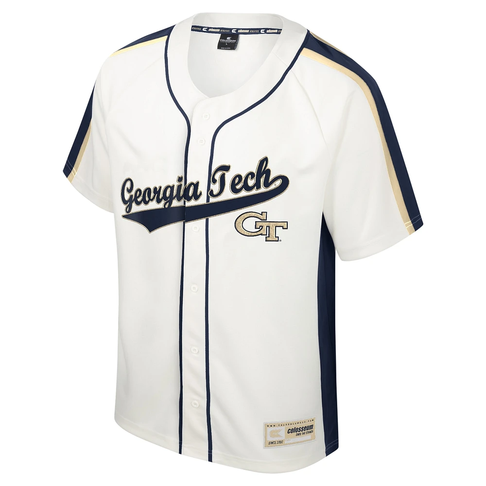 Colosseum Cream Georgia Tech Yellow Jackets Maillot de baseball boutonné Ruth pour hommes