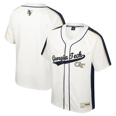 Men's Colosseum Cream Georgia Tech Yellow Jackets Ruth Button-Up Baseball Jersey