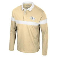 Men's Colosseum  Gold Georgia Tech Yellow Jackets Too Cool For School Long Sleeve Polo