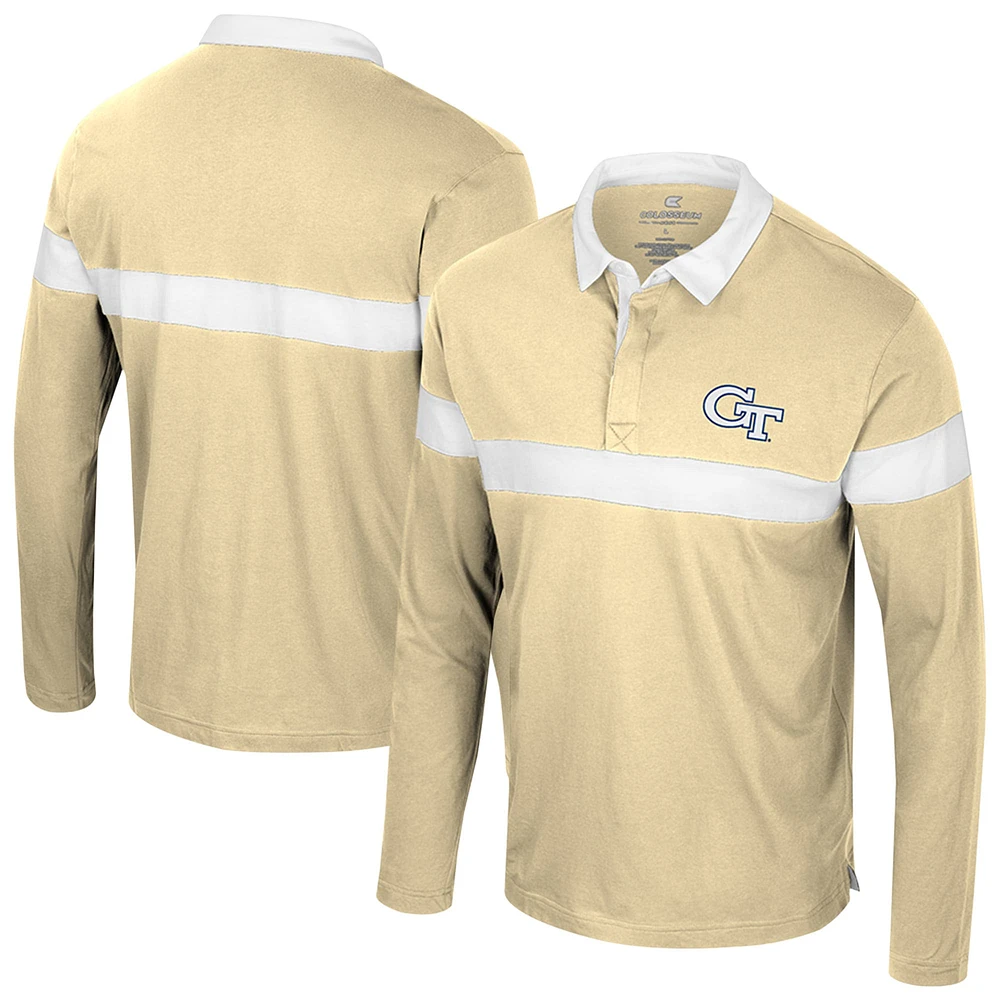 Men's Colosseum  Gold Georgia Tech Yellow Jackets Too Cool For School Long Sleeve Polo