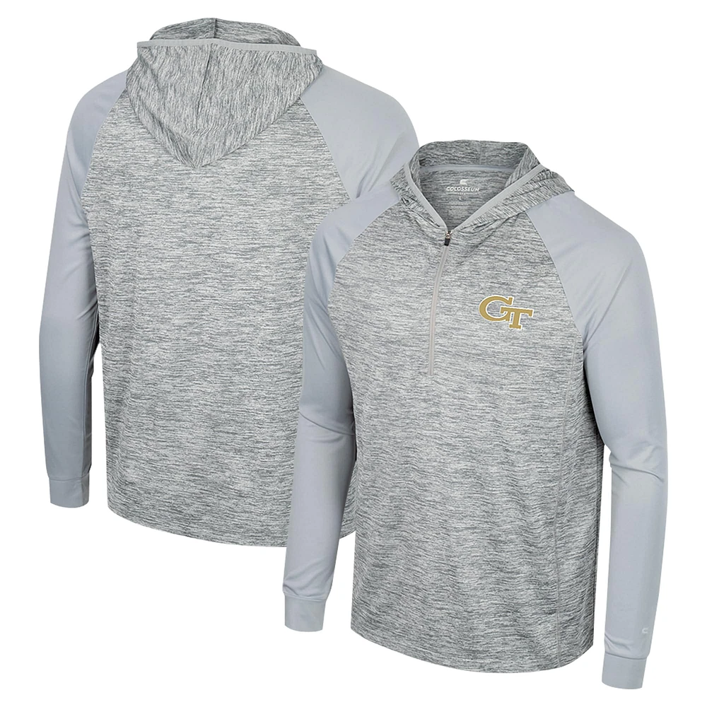 Haut à capuche Cybernetic Raglan quart de zip pour homme Colosseum Gray Georgia Tech Yellow Jackets