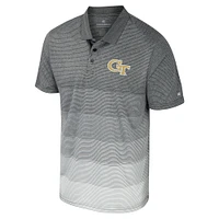 Men's Colosseum Gray Georgia Tech Yellow Jackets Striped Mesh Polo