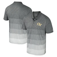 Men's Colosseum Gray Georgia Tech Yellow Jackets Striped Mesh Polo