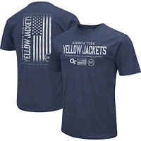 T-shirt Colosseum Heather Navy Georgia Tech Yellow Jackets OHT Military Appreciation Flag 2.0 pour homme