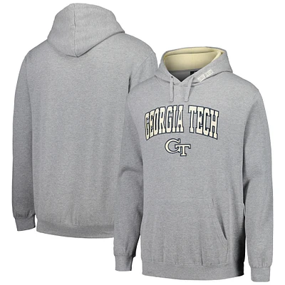 Men's Colosseum Heathered Gray Georgia Tech Yellow Jackets Arch & Logo 3.0 Pullover Hoodie