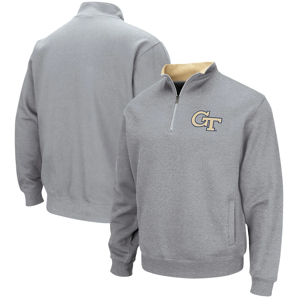 Vestes Colosseum Heathered Grey Georgia Tech Yellow pour hommes Tortugas Team Logo Quarter-Zip Jacket