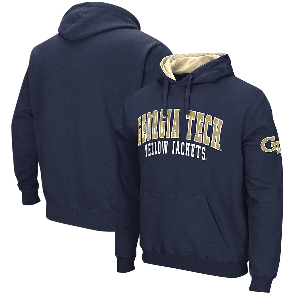 Men's Colosseum Navy Georgia Tech Yellow Jackets Double Arch Pullover Hoodie