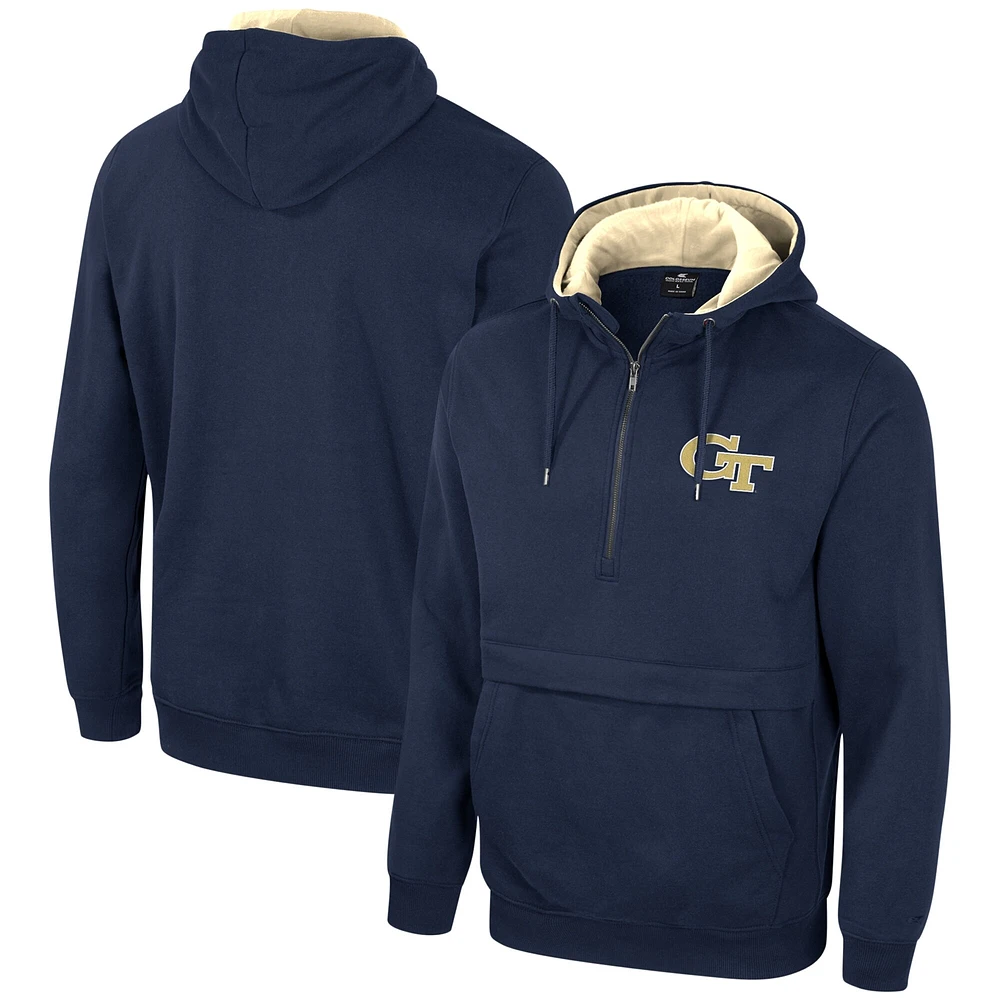 Sweat à capuche demi-zip Colosseum Navy Georgia Tech Yellow Jackets pour hommes