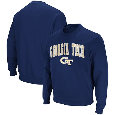 Colosseum Navy Georgia Tech Yellow Jackets Team Arch & Logo Tackle Twill Pullover Sweat-shirt