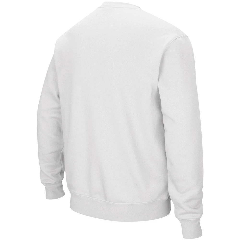 Men's Colosseum White Georgia Tech Yellow Jackets Arch & Logo Tackle Twill Pullover Sweatshirt