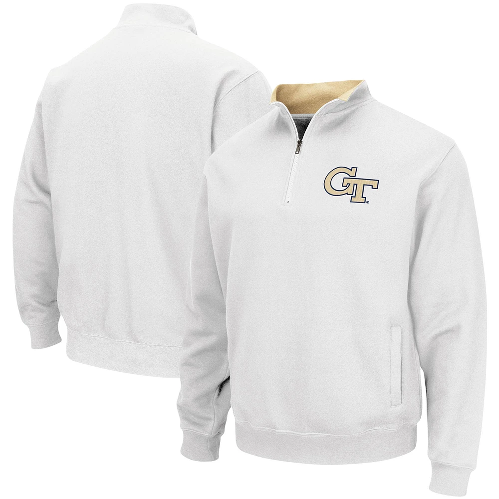 Colosseum White Georgia Tech Yellow Vestes Homme Tortugas Logo Quarter-Zip Jacket